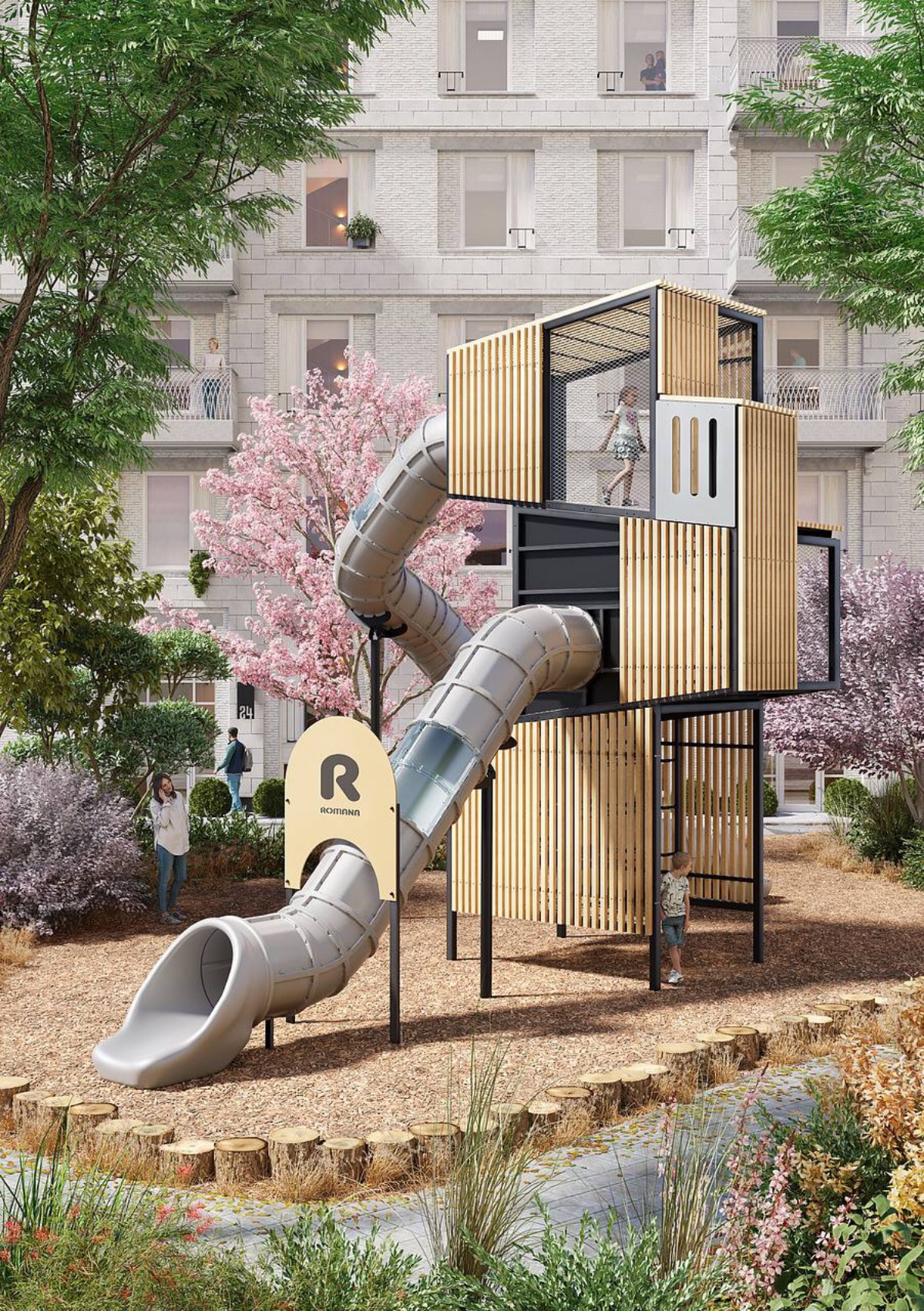 Экстерьерная визуализация детской площадки. | Сетка — социальная сеть от hh.ru