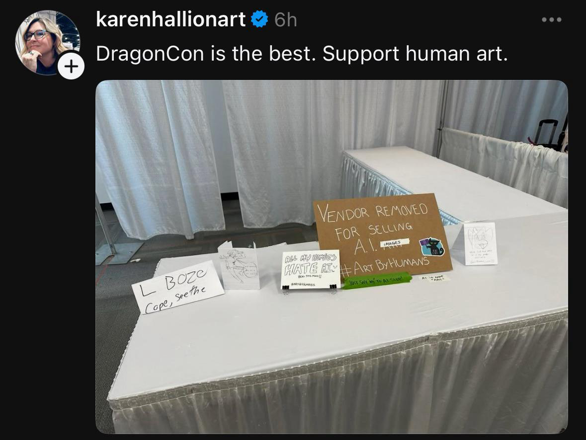 Продавец на DragonCon попался на продаже мерча с ИИ-артом | Сетка — социальная сеть от hh.ru