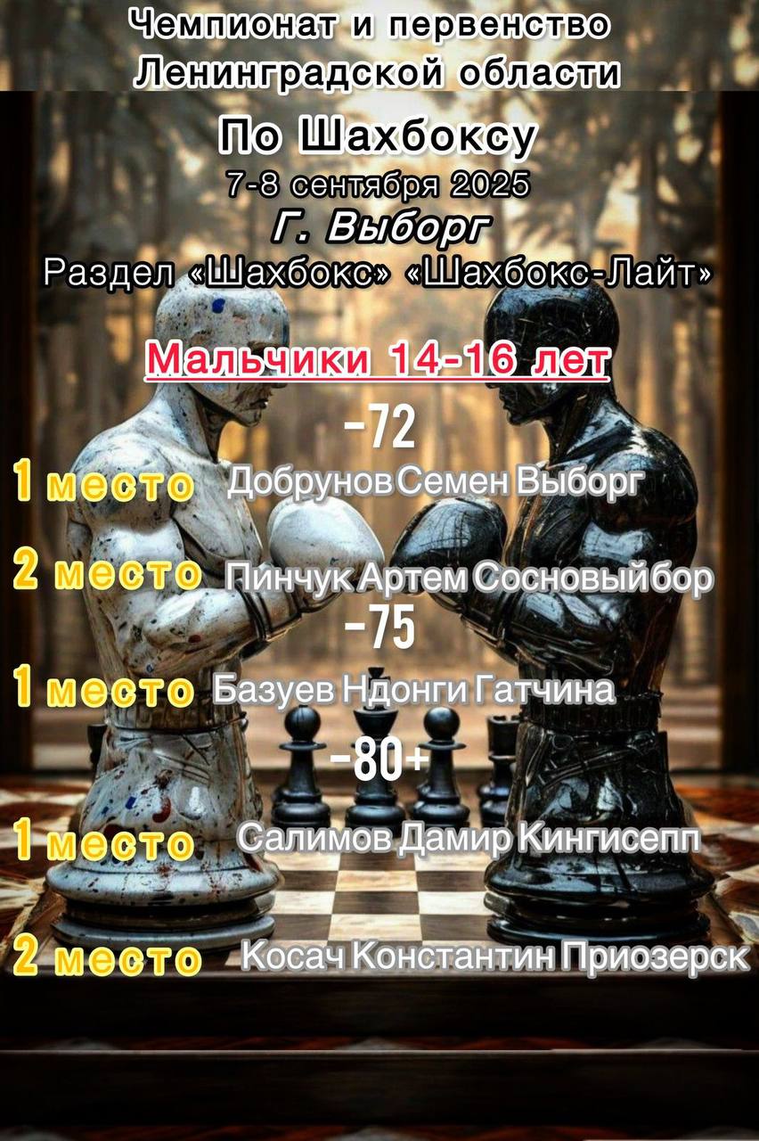Результаты Чемпионата и первенства Ленинградской области.♟️🥊 | Сетка — социальная сеть от hh.ru