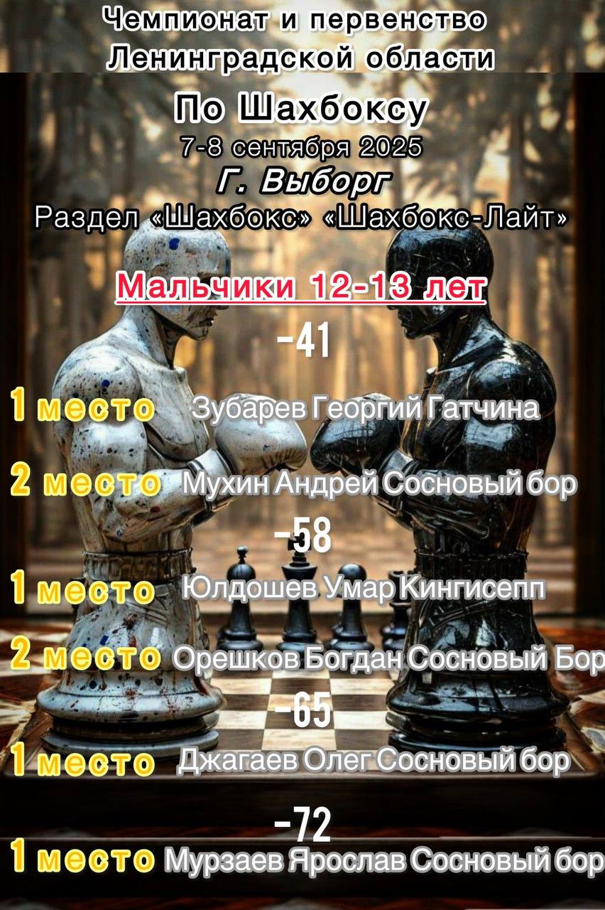 Результаты Чемпионата и первенства Ленинградской области.♟️🥊 | Сетка — социальная сеть от hh.ru