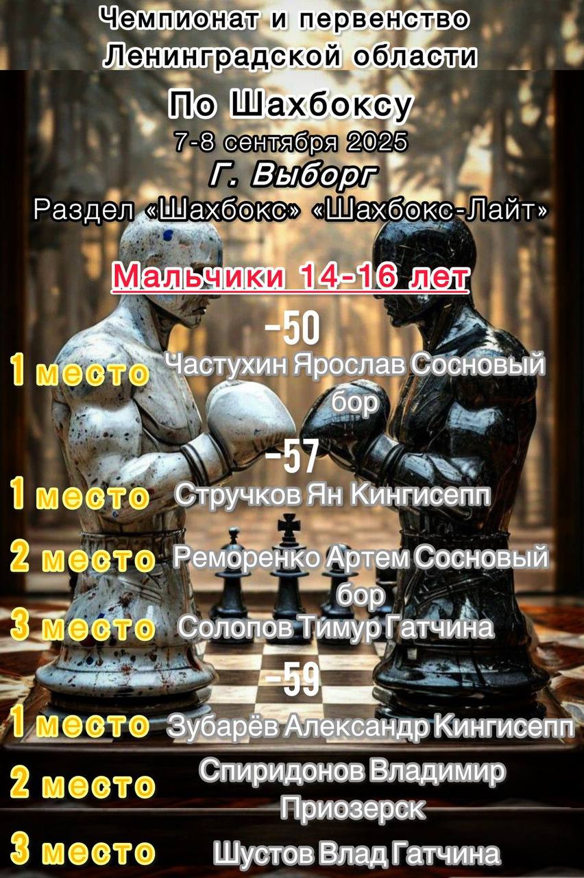 Результаты Чемпионата и первенства Ленинградской области.♟️🥊 | Сетка — социальная сеть от hh.ru