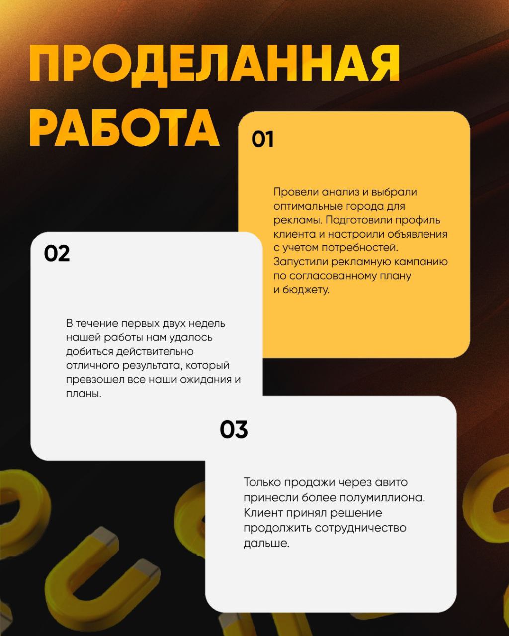 🔘🔘🔘🔘
Кейсы лучше всего показывают результаты нашей работы!
Как сделать из Авито основной трафик канал из клиентов в товарном направлении — расскажу в этом кейсе по продаже Apple техники!
Как нам удало... | Сетка — социальная сеть от hh.ru