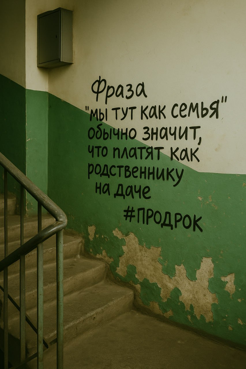 "Мы тут как семья".
Только роли распределены заранее: один пашет, второй ноет, третий получает дивиденды...
#продрок #инсайт #мотивация #работа #it #юмор #ирония | Сетка — социальная сеть от hh.ru