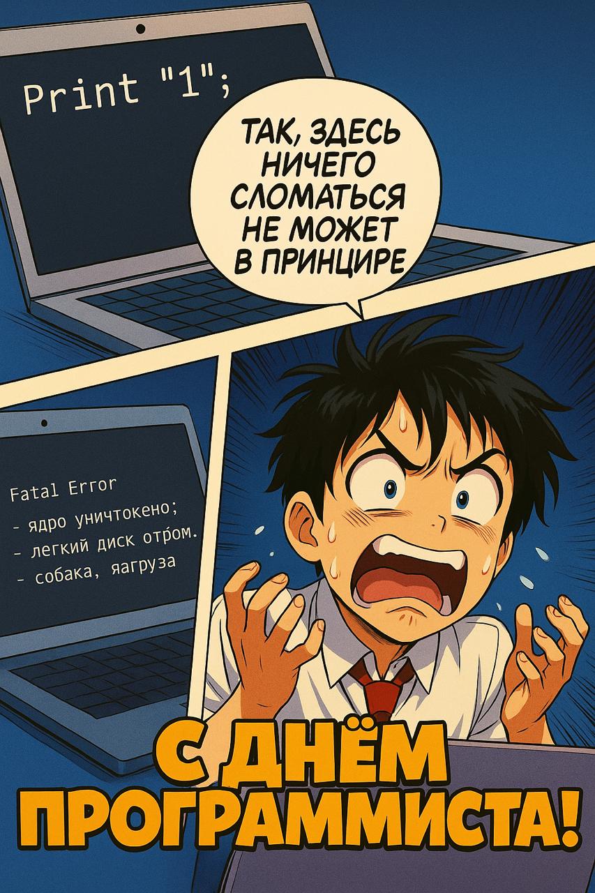 DEV день: 13 Сентября 2025 - 💪
🍊 Рубрика: Воскресная манга
Генерация через ИИ
Казалось бы, простая команда в коде 🤓
Что тут может пойти не так?
Через секунду .. | Сетка — социальная сеть от hh.ru