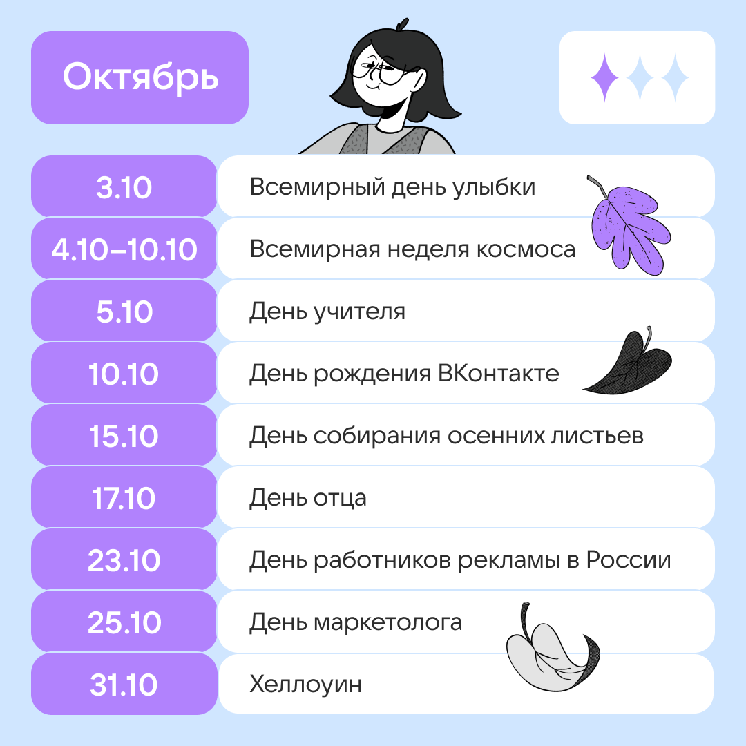 Календарь инфоповодов до конца 2025 года | Сетка — социальная сеть от hh.ru