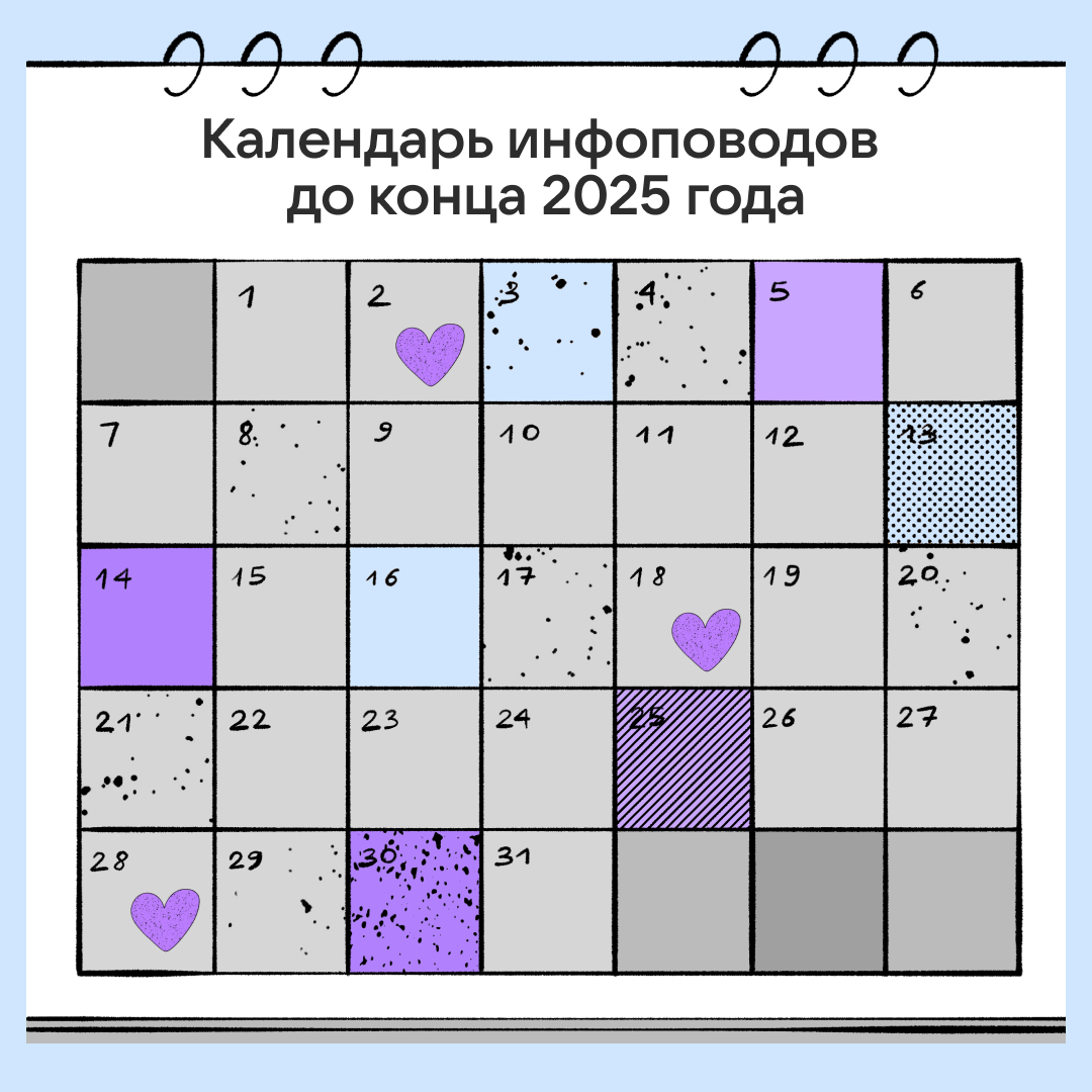 Календарь инфоповодов до конца 2025 года | Сетка — социальная сеть от hh.ru