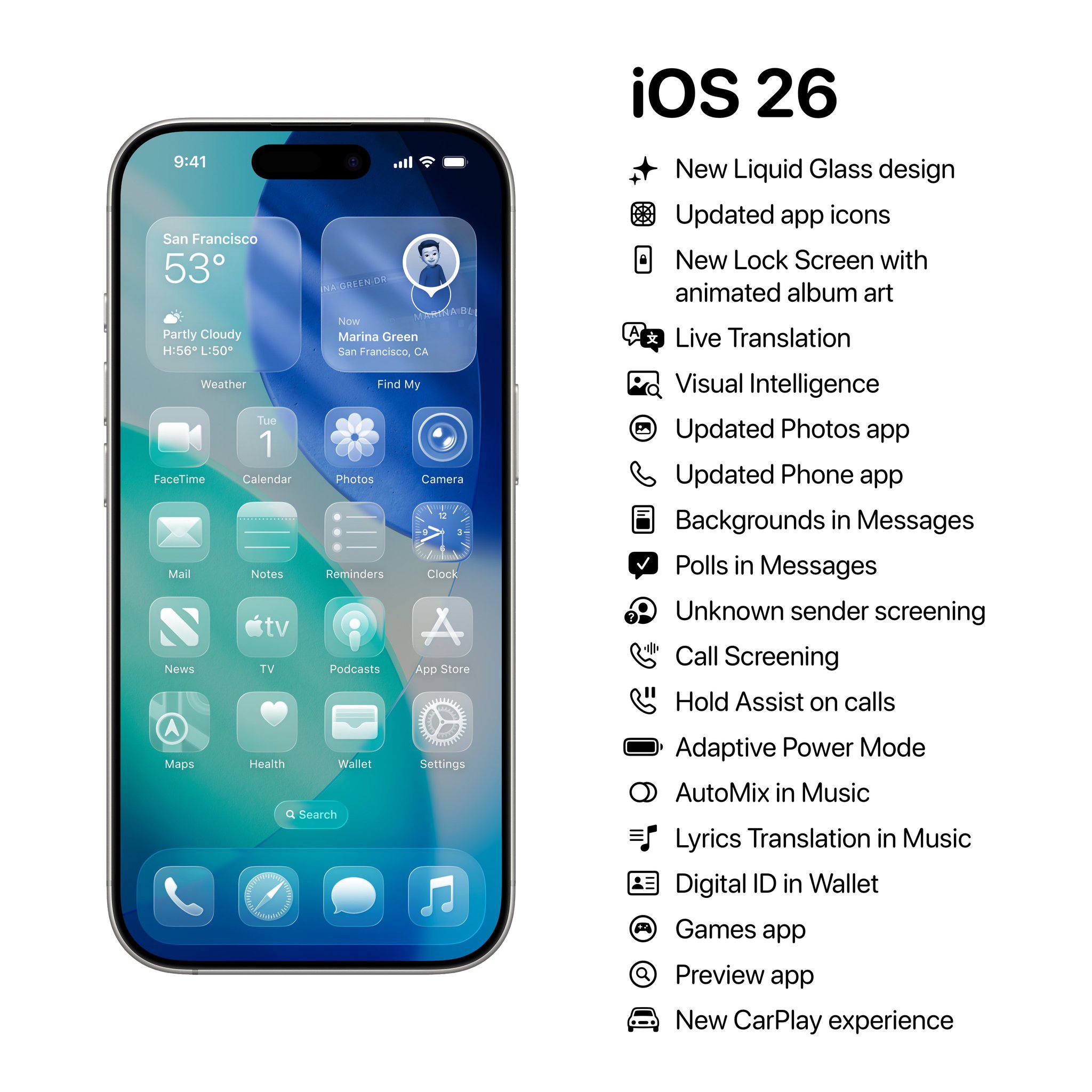 ⚡️ iOS 26 вышла! В масштабном обновлении — жидкое стекло, новые иконки, 3D-обои, обновлённый интерфейс у Фото, свободная расстановка приложений, режим Adaptive Power для экономии батареи, опросы в iMe... | Сетка — социальная сеть от hh.ru