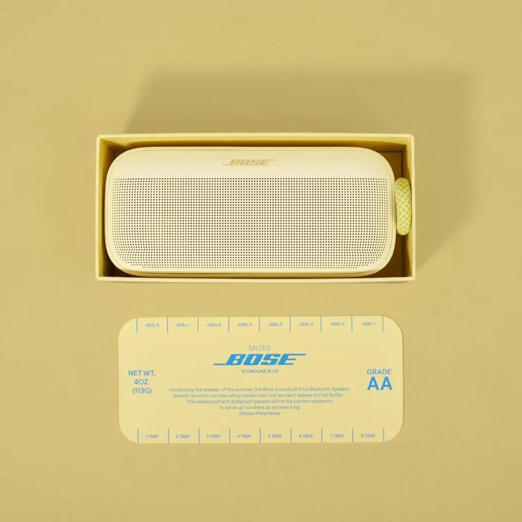 Bose придумали классный пресс-пак для инфлюенсеров, который завирусился в сети. Этот пресс-пак был сделан для продвижения нового цвета Citrus Yellow для своей колонки SoundLink Plus | Сетка — социальная сеть от hh.ru