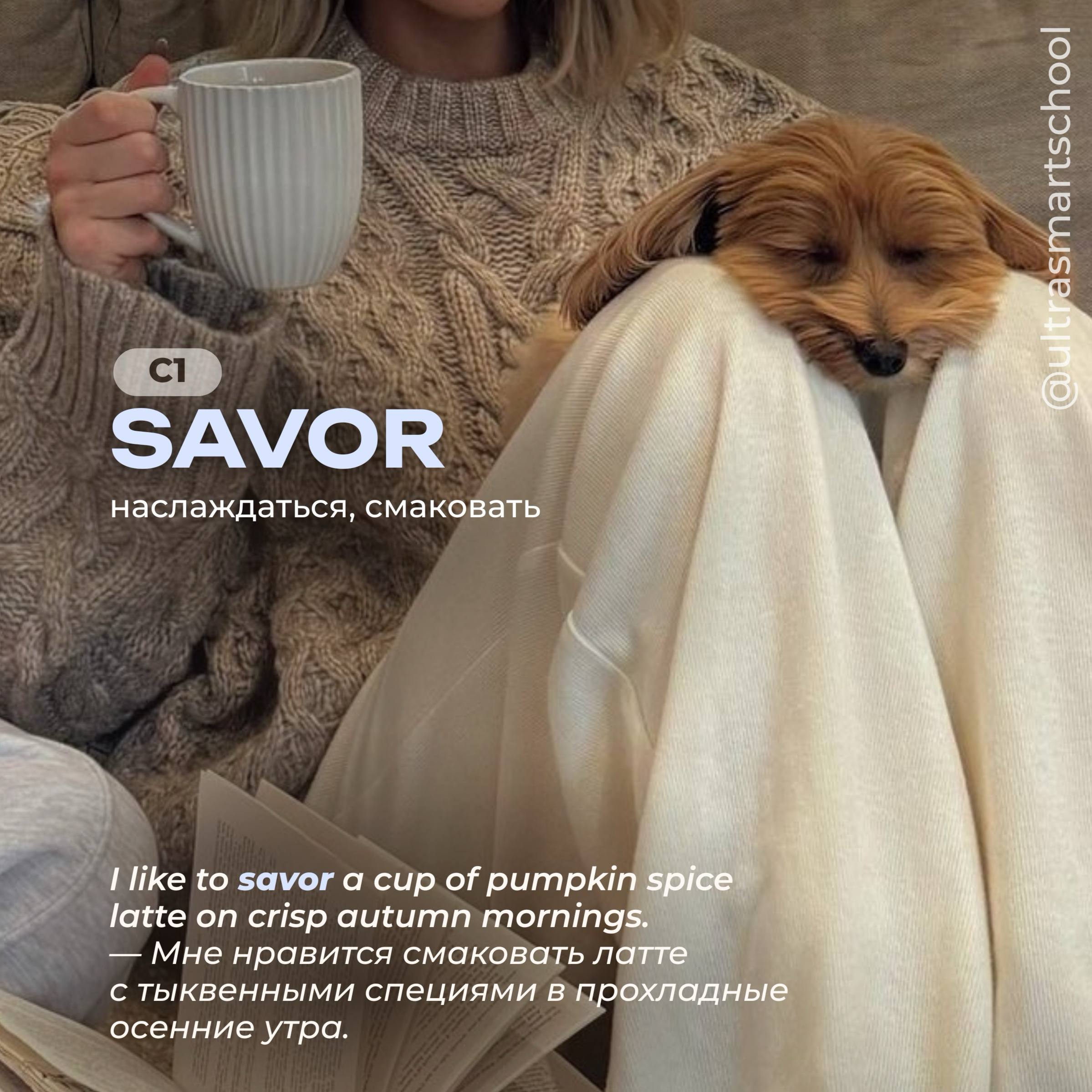 #словодня
🎃savor /ˈseɪvər/

used when you enjoy something completely, especially taste or experience

I like to savor a cup of pumpkin spice latte on crisp autumn mornings | Сетка — социальная сеть от hh.ru