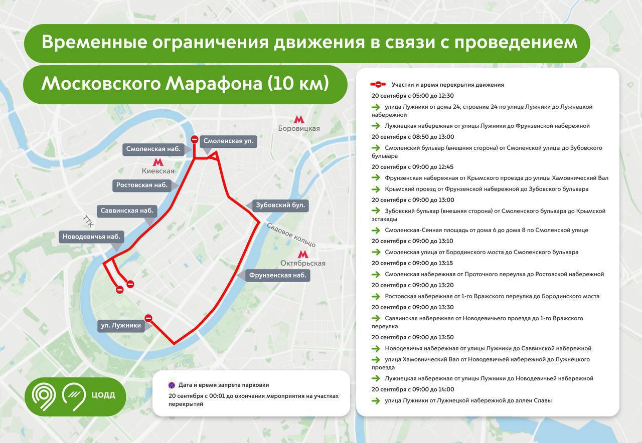 ⛔️20 и 21 сентября в Москве перекроют движение из-за проведения Московского марафона
Подробнее
📲Подпишитесь на Вдвижении
#бесплатно
В этом посте были ссылки, но мы их удалили по правилам Сетки | Сетка — социальная сеть от hh.ru