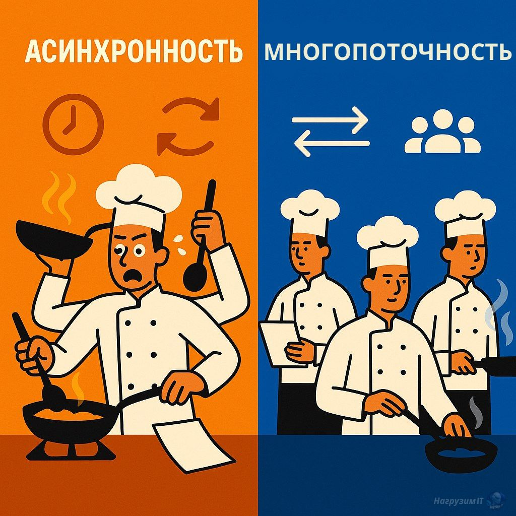 👩‍🍳 Многопоточность и асинхронность: давайте на примере с кухней!
Эти понятия часто можно встретить в сфере или на собеседованиях, но что это на самом деле? Всё как всегда просто! ✨
🐥 Многопоточность ... | Сетка — социальная сеть от hh.ru