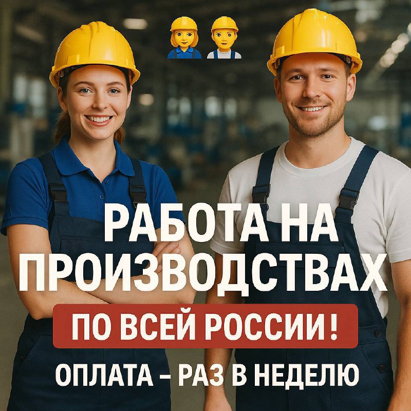 👷‍♀️👷 Работа на производствах по всей России!
Официальное трудоустройство ✅
💰 Оплата — раз в неделю!
⸻
💵 Заработок за 15 смен: 47 000–55 000 ₽
🏭 Десятки проверенных объектов
📌 Подберём город и ваканси... | Сетка — социальная сеть от hh.ru