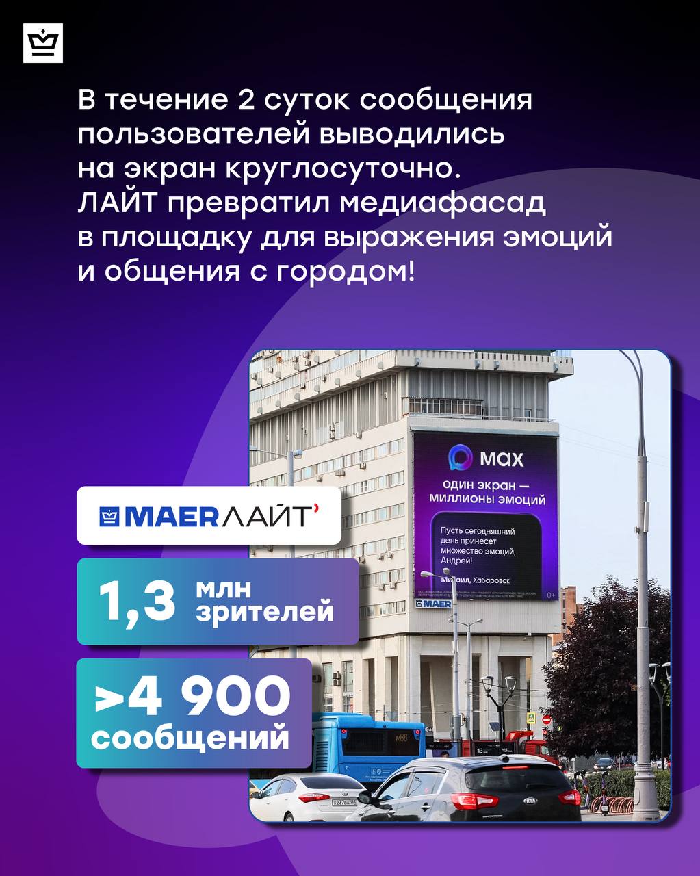 Мы любим расширять границы возможного!
На этот раз мы превратили медиафасад в настоящий мессенджер, где за выходные появилось больше 4900 сообщений от горожан | Сетка — социальная сеть от hh.ru