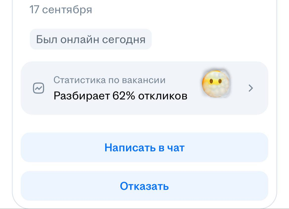 Это «активность» по разбору откликов крупных компаний | Сетка — социальная сеть от hh.ru