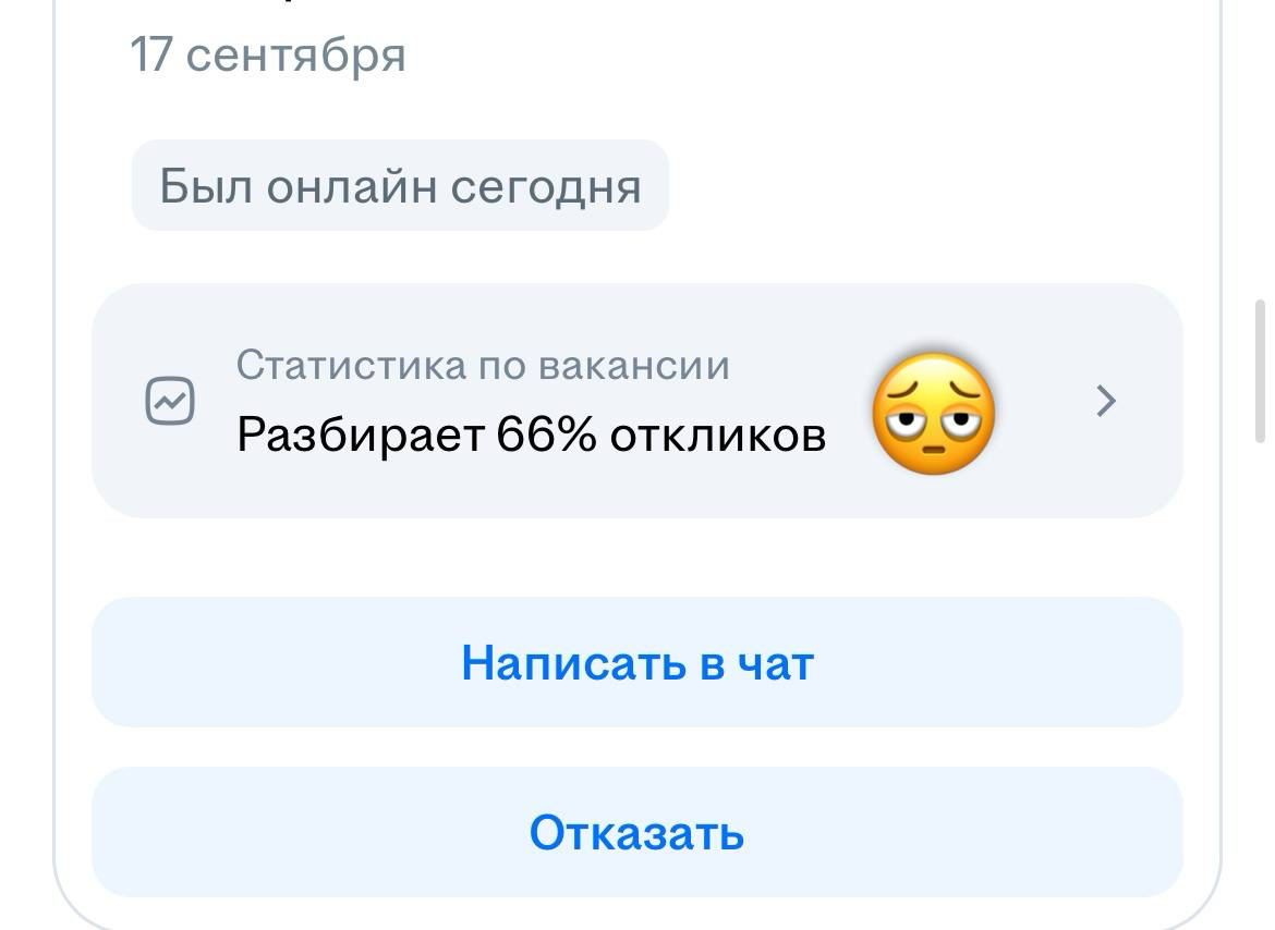 Это «активность» по разбору откликов крупных компаний | Сетка — социальная сеть от hh.ru