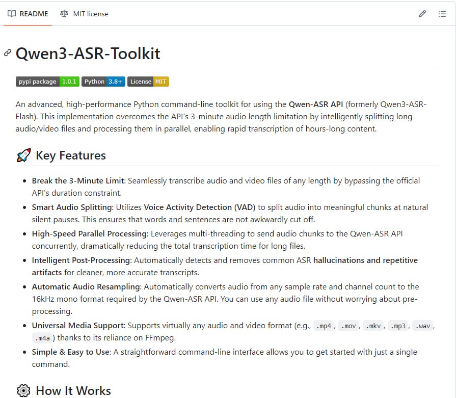 Qwen-ASR Toolkit — мощный Python CLI для быстрой транскрипци | Сетка — социальная сеть от hh.ru