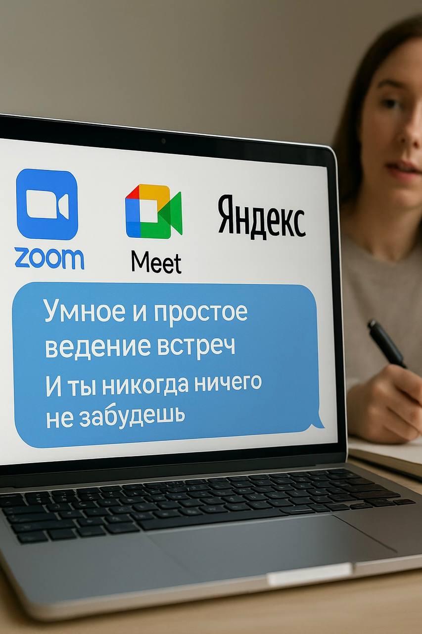КАК ДЕЛАТЬ САММАРИ СОЗВОНОВ
Сегодня это встроено прямо в Zoom, Meet, Яндекс:
— фиксируются участники,
— автоматически делаются заметки,
— формируется протокол.
Удобно, быстро, без лишних приложений | Сетка — социальная сеть от hh.ru