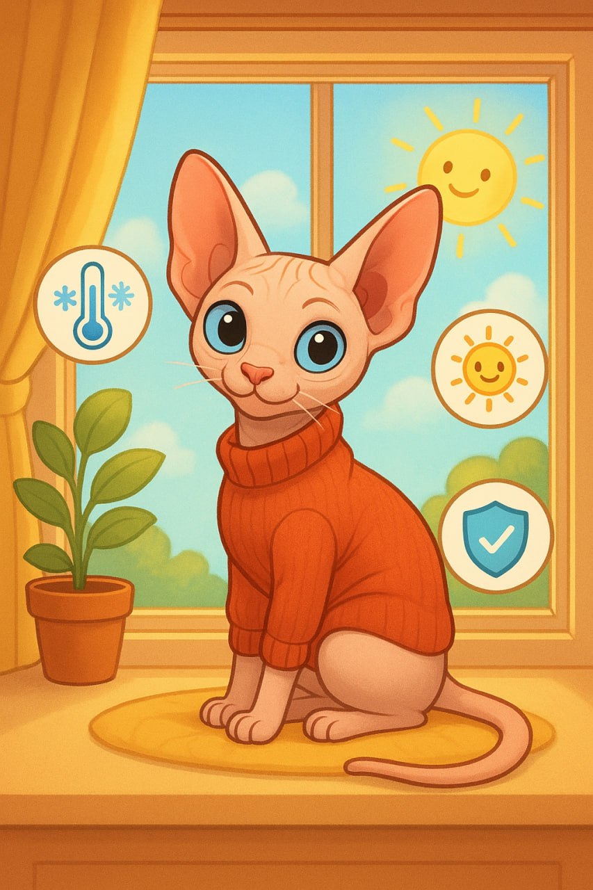 🐾 Почему лысым кошкам нужна одежда:
🌡 Защита от холода и перепадов температуры дома и на улице.
☀️ Профилактика солнечных ожогов — кожа без шерсти очень уязвима | Сетка — социальная сеть от hh.ru