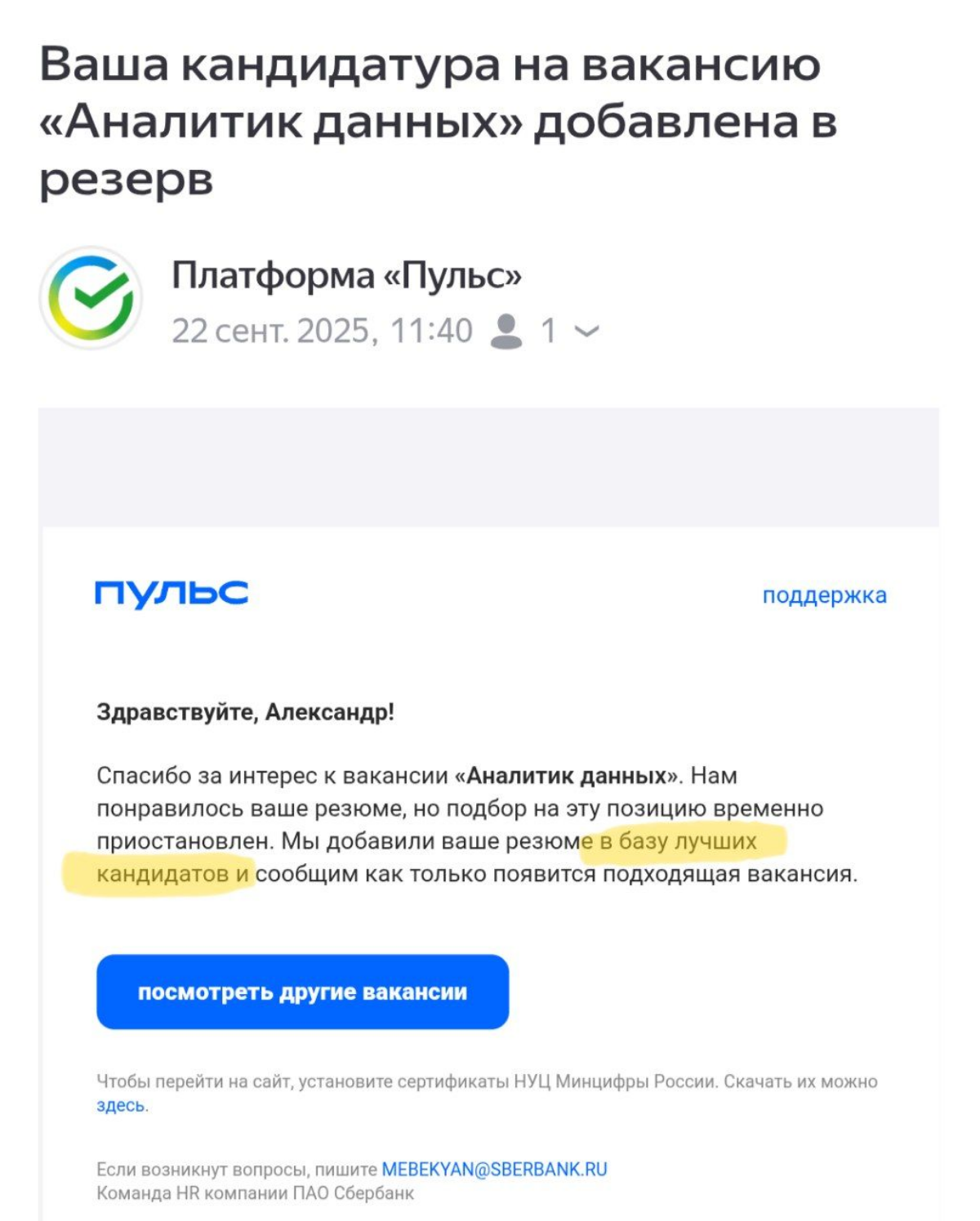 Лучший поисковый день, на аналитика! | Сетка — социальная сеть от hh.ru