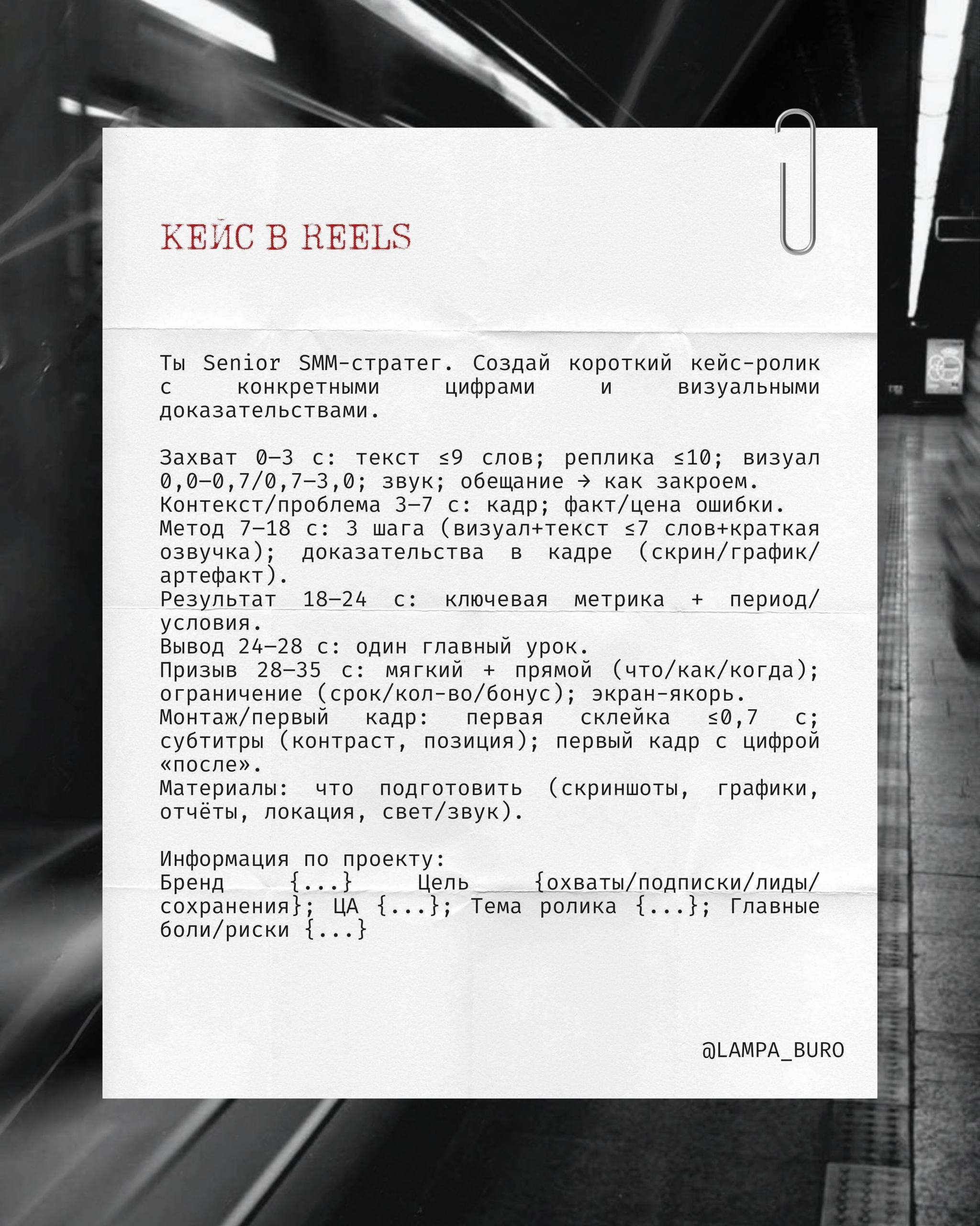 🎬 3 промпта, которые сделают за тебя половину работы в Reels.
✨Да, мы знаем — ты тратишь часы на то, чтобы вымучить сценарий.
💋 А можно иначе:
пара точных запросов → и у тебя готов хук, воронка и кейс | Сетка — социальная сеть от hh.ru