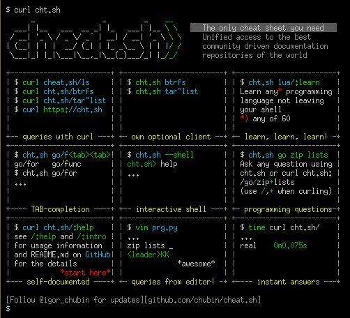 https://github.com/chubin/cheat.sh
Шпаргалки, не покидая терминала.
Можно поставить в виде бинарника, тогда можно будет задавать вопросы именно как вопросы | Сетка — социальная сеть от hh.ru
