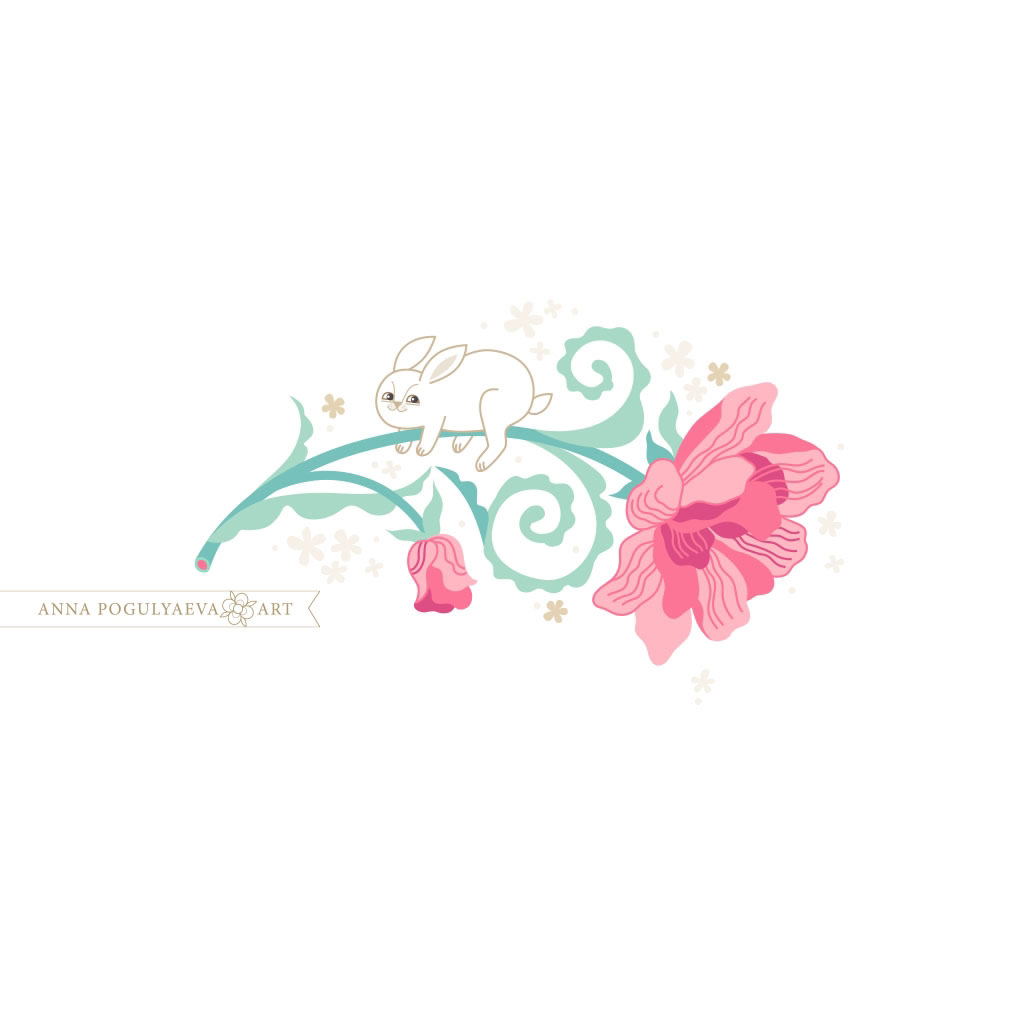 Принт для ткани "Кролики и пионы" | Сетка — социальная сеть от hh.ru