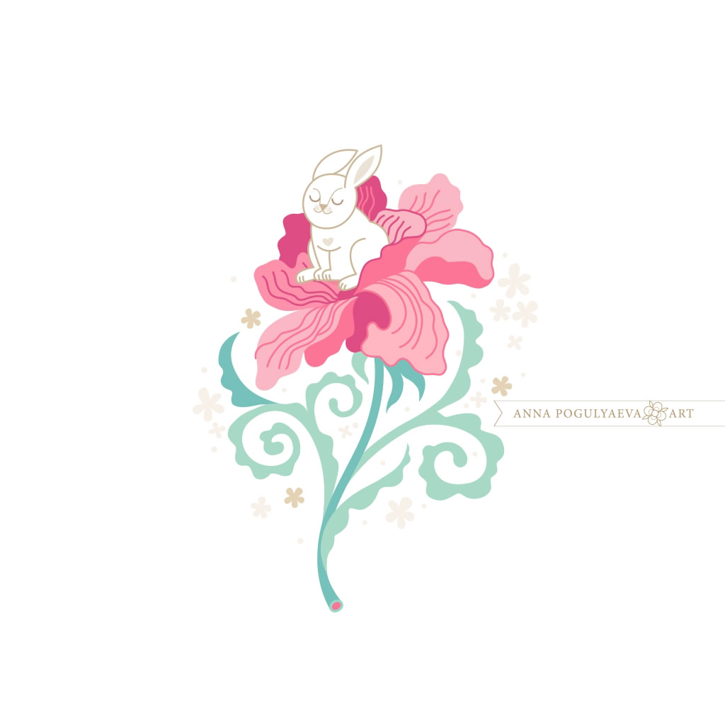 Принт для ткани "Кролики и пионы" | Сетка — социальная сеть от hh.ru