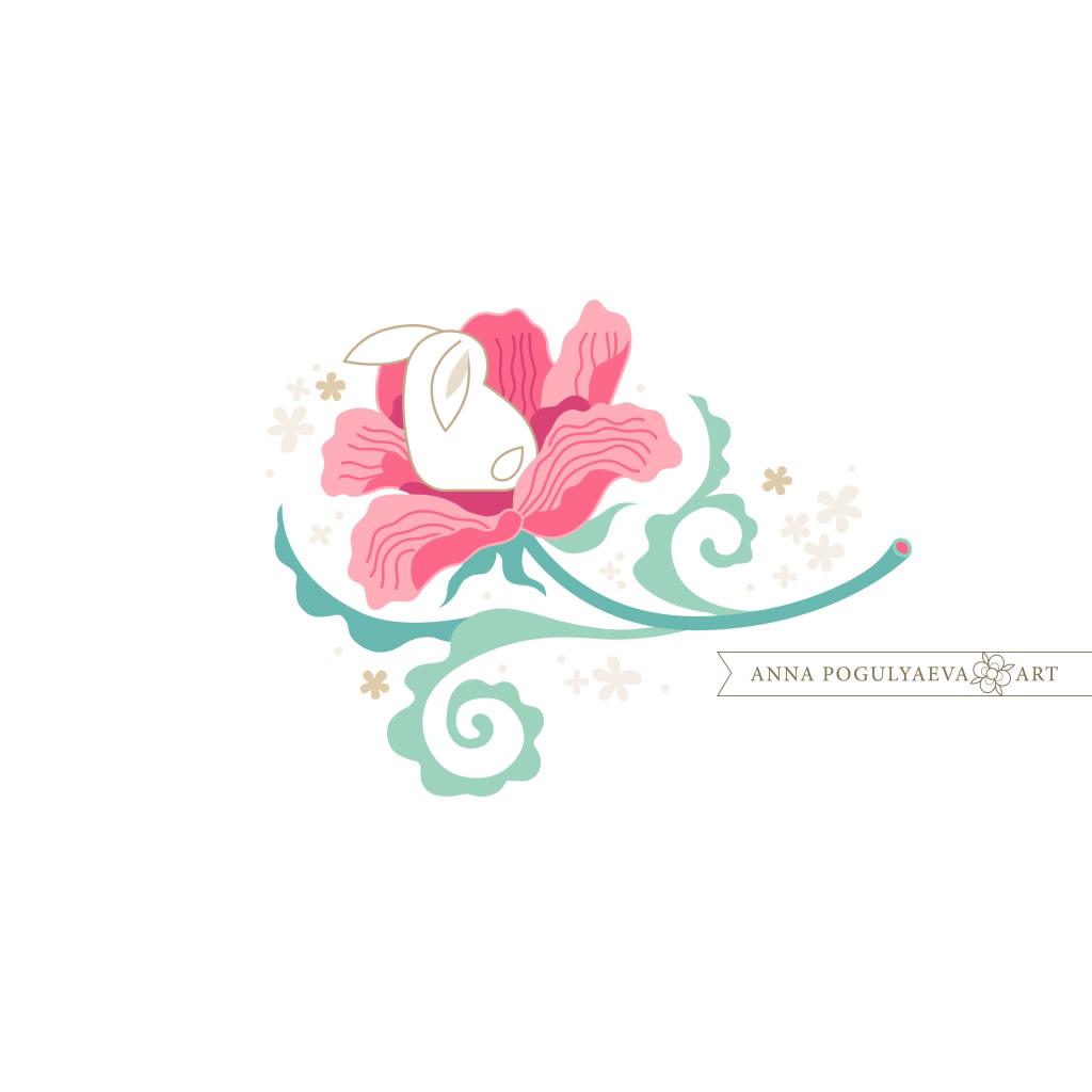 Принт для ткани "Кролики и пионы" | Сетка — социальная сеть от hh.ru