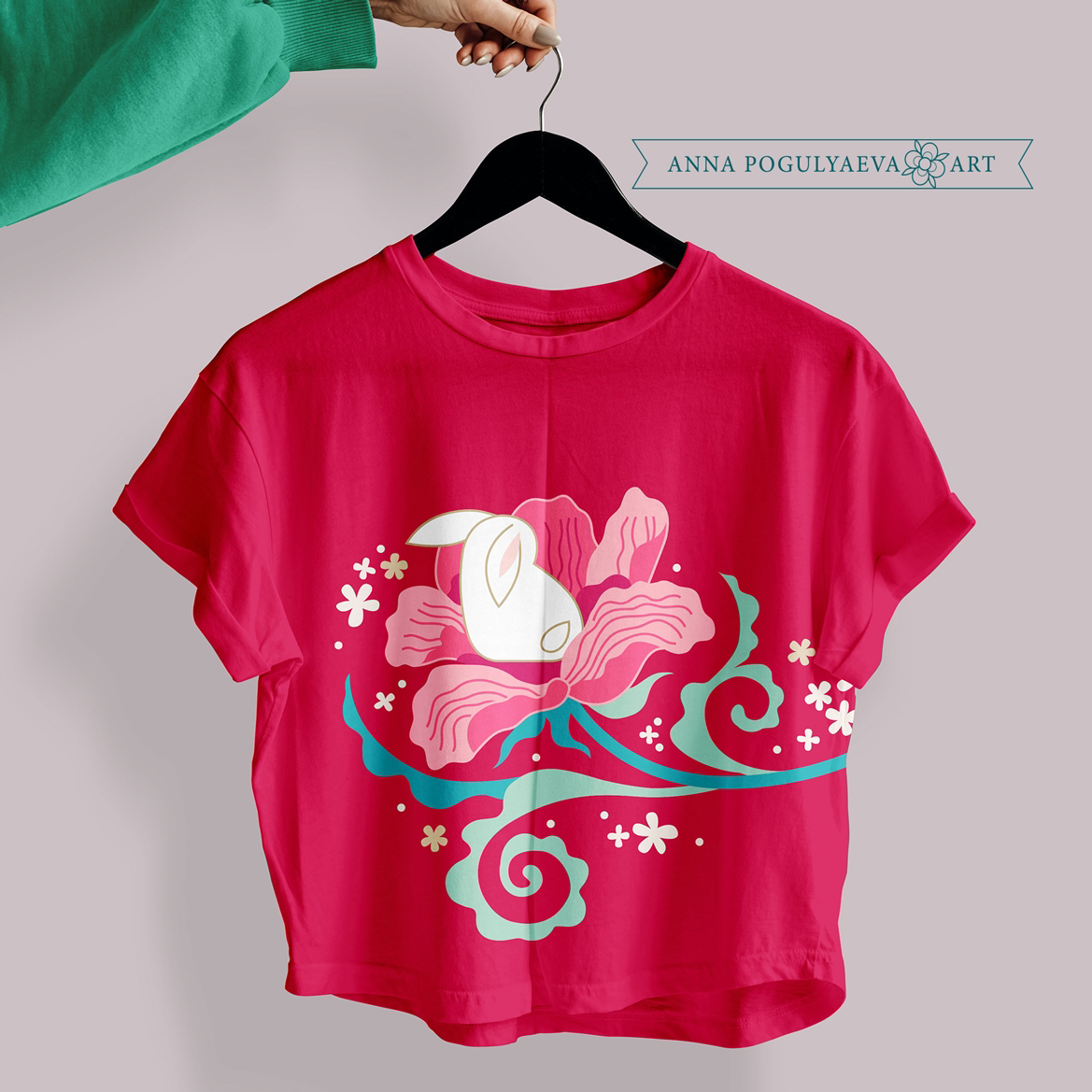 Принт для ткани "Кролики и пионы" | Сетка — социальная сеть от hh.ru