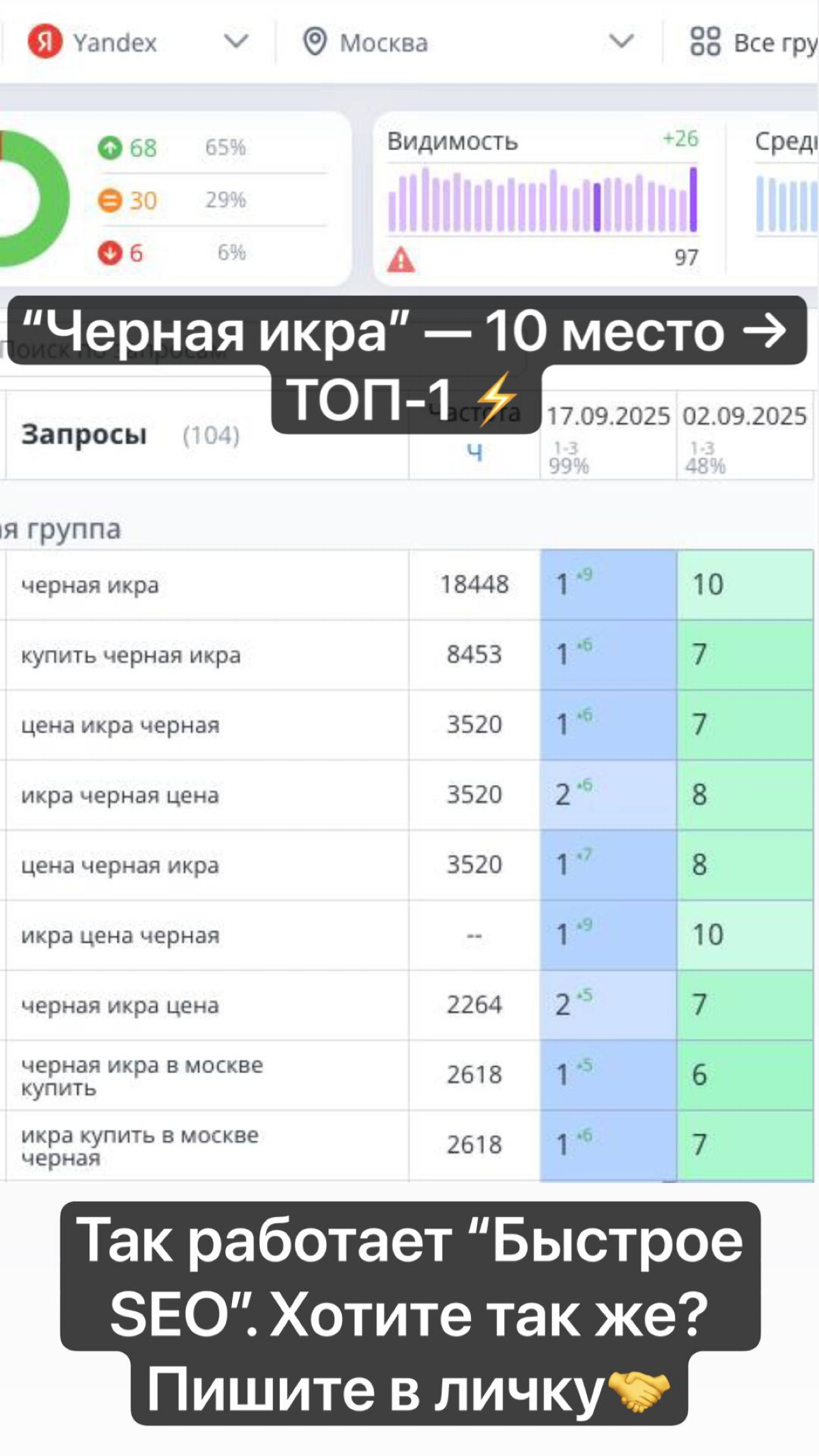 Seo кейс Черная икра | Сетка — социальная сеть от hh.ru