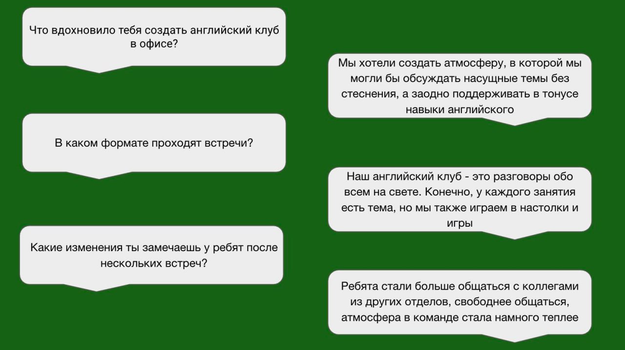 ✨Английский клуб в Drivee
Я его обожаю - это наше пространство, где мы развиваем языковые навыки весело и непринужденно | Сетка — социальная сеть от hh.ru