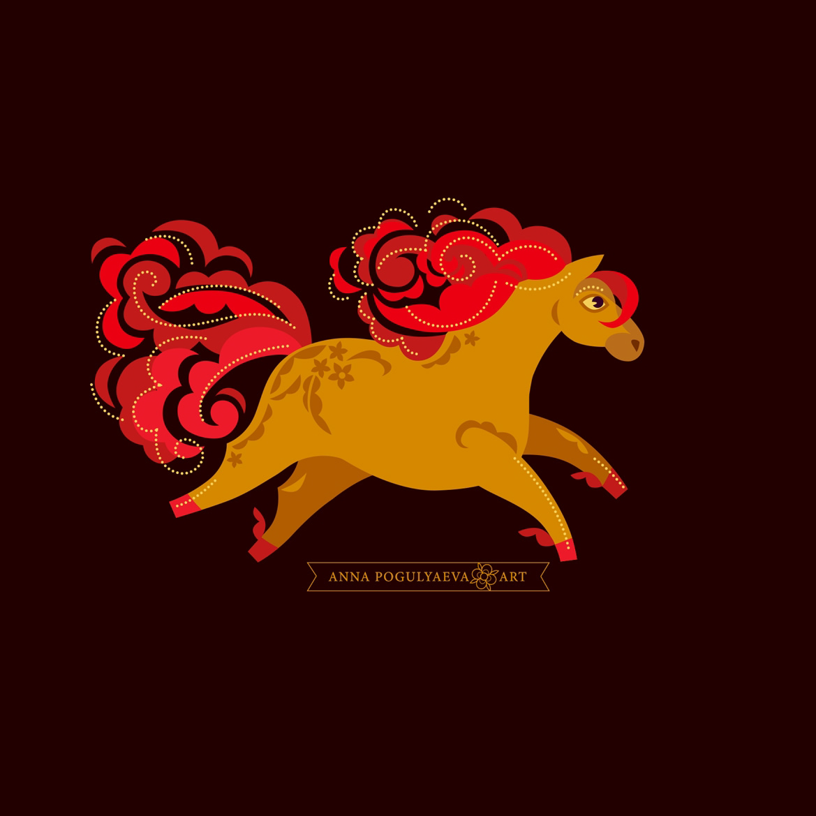 Сивка-Бурка. Иллюстрация в стиле хохломской росписи | Сетка — социальная сеть от hh.ru