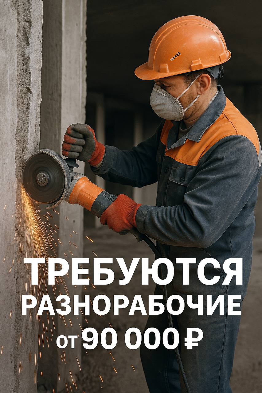 📌 ТРЕБУЮТСЯ РАЗНОРАБОЧИЕ
🛠 Что делать:
— Шлифовка монолита
— Резка проёмов
— Алмазное бурение
⏰ График: 6/1
— Смена 9 часов (с 13:00 до 14:00 обед)
💰 Оплата:
— От 90 000 ₽ на руки
— Выплаты 2 раза в м... | Сетка — социальная сеть от hh.ru