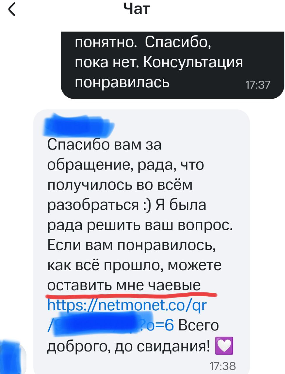 Оператор МТС предложил оставить чаевые после того, как в чате решил мой вопрос | Сетка — социальная сеть от hh.ru