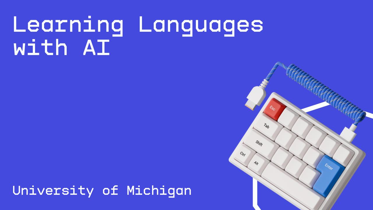 #языки@edoocate
Научитесь использовать генеративный ИИ для улучшения изучения языков. Курс на английском.
Пройти курс: https://www.coursera.org/learn/learning-languages-with-ai | Сетка — социальная сеть от hh.ru