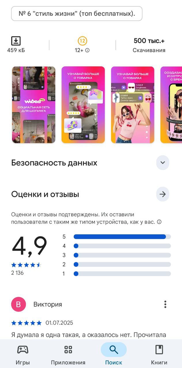 Цифры и факты: что там с популярностью?
Данные, которые я нашёл в открытых источниках:
● В App Store приложение стоит на 44-м месте в категории «Покупки» | Сетка — социальная сеть от hh.ru