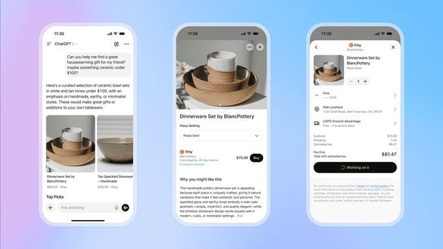НАЧАЛОСЬ! Продажи прямо через ИИ запущены в ChatGPT
OpenAI запустила функцию Instant Checkout (быстрая покупка) в ChatGPT для пользователей из США, чтобы напрямую приобретать товары у продавцов на Ets... | Сетка — социальная сеть от hh.ru