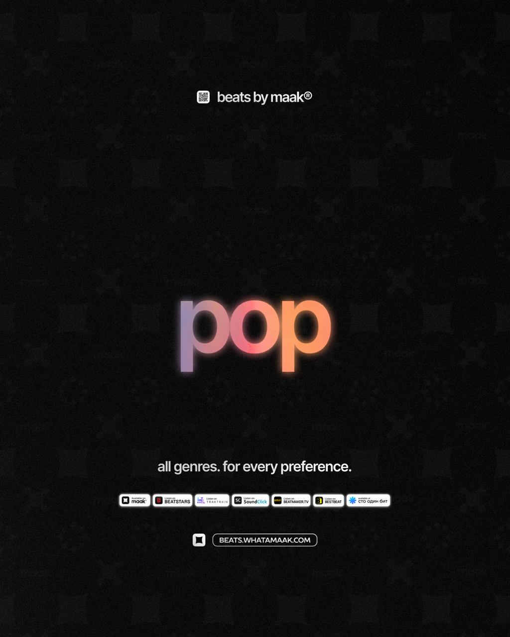 🎵 «Pop биты» ╳ от maak®
ℹ️ В нашем каталоге более 400 различных аранжировок, в самых популярных жанрах, на любой вкус и предпочтения | Сетка — социальная сеть от hh.ru
