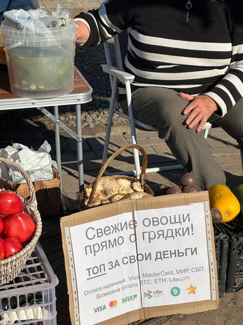 Бабушки в Питере начали продавать овощи за крипту и звёзды Telegram.
При этом официально в России запрещено платить криптой | Сетка — социальная сеть от hh.ru
