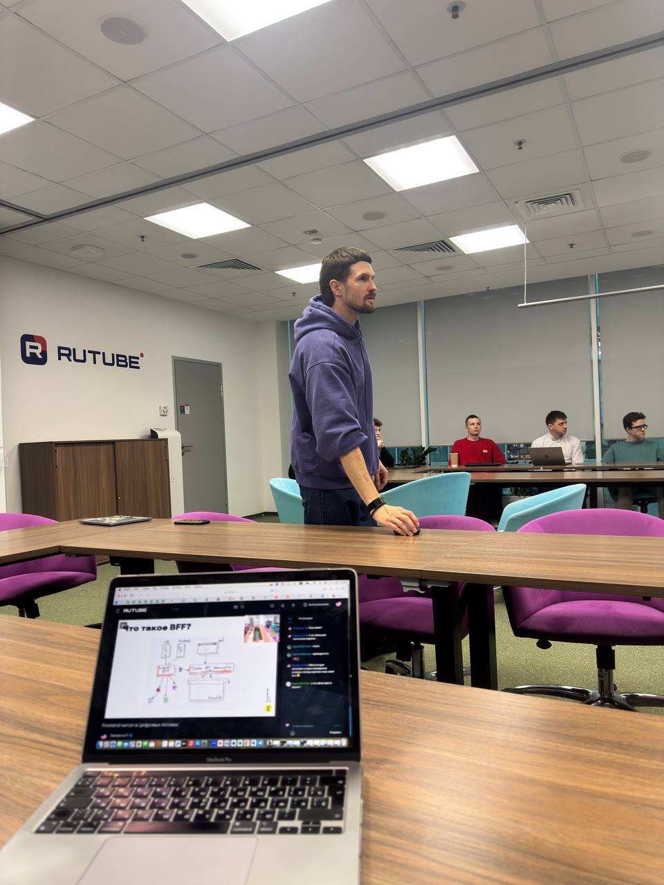 Провели еще один внутренний митап по фронтенду. Не смотря на все преграды и отобранный лекторий, который мы заранее бронировали, все получилось и получилось хорошо | Сетка — социальная сеть от hh.ru