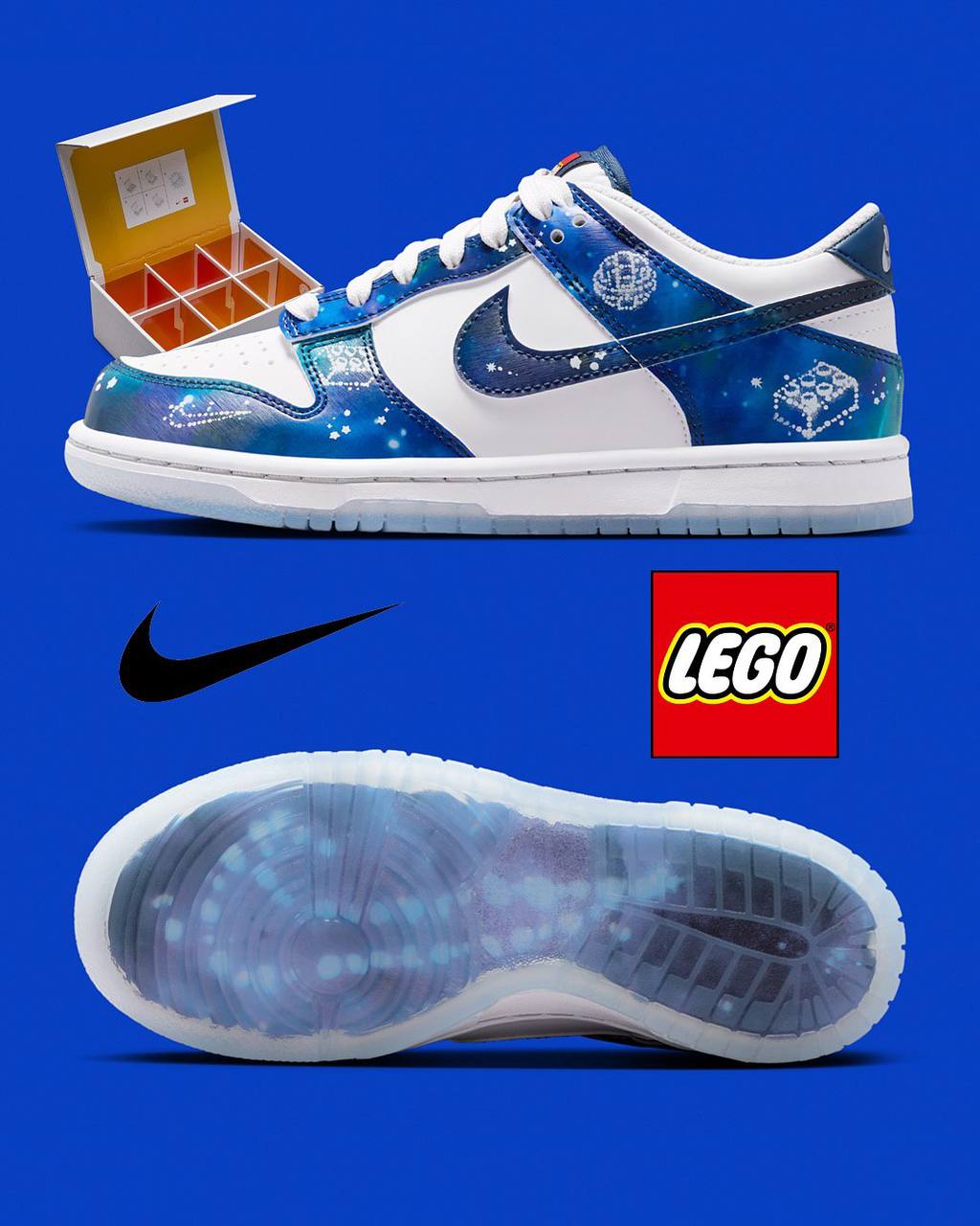 Вау, Lego и Nike снова объединяются и выпускают космическую пару — Nike Dunk Low GS «Galaxy». Релиз намечен на 22 октября | Сетка — социальная сеть от hh.ru