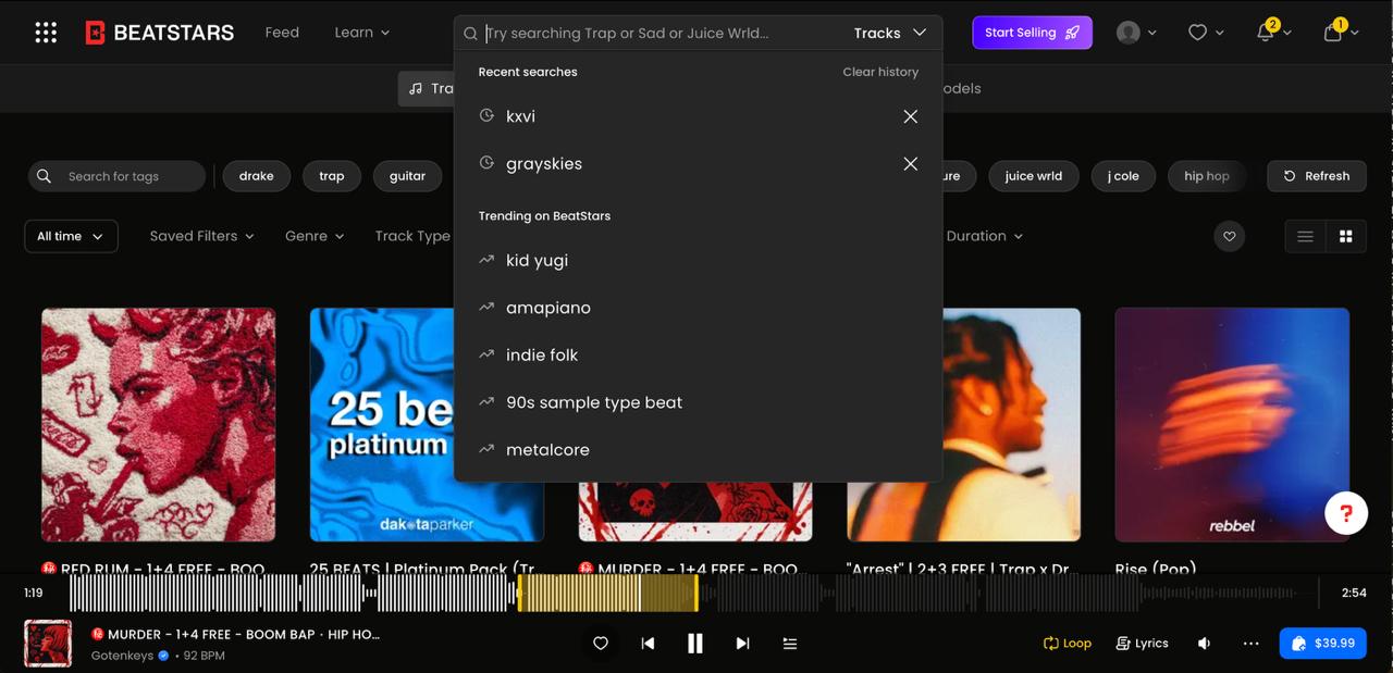 🅱️ Обновления у BeatStars!
Недавнно платформа завезла пару годных фич:
🔥 Что нового:
• Trending и Recent Searches — теперь видно топовые запросы и можно быстро вернуться к своим недавним поискам
• Wav... | Сетка — социальная сеть от hh.ru