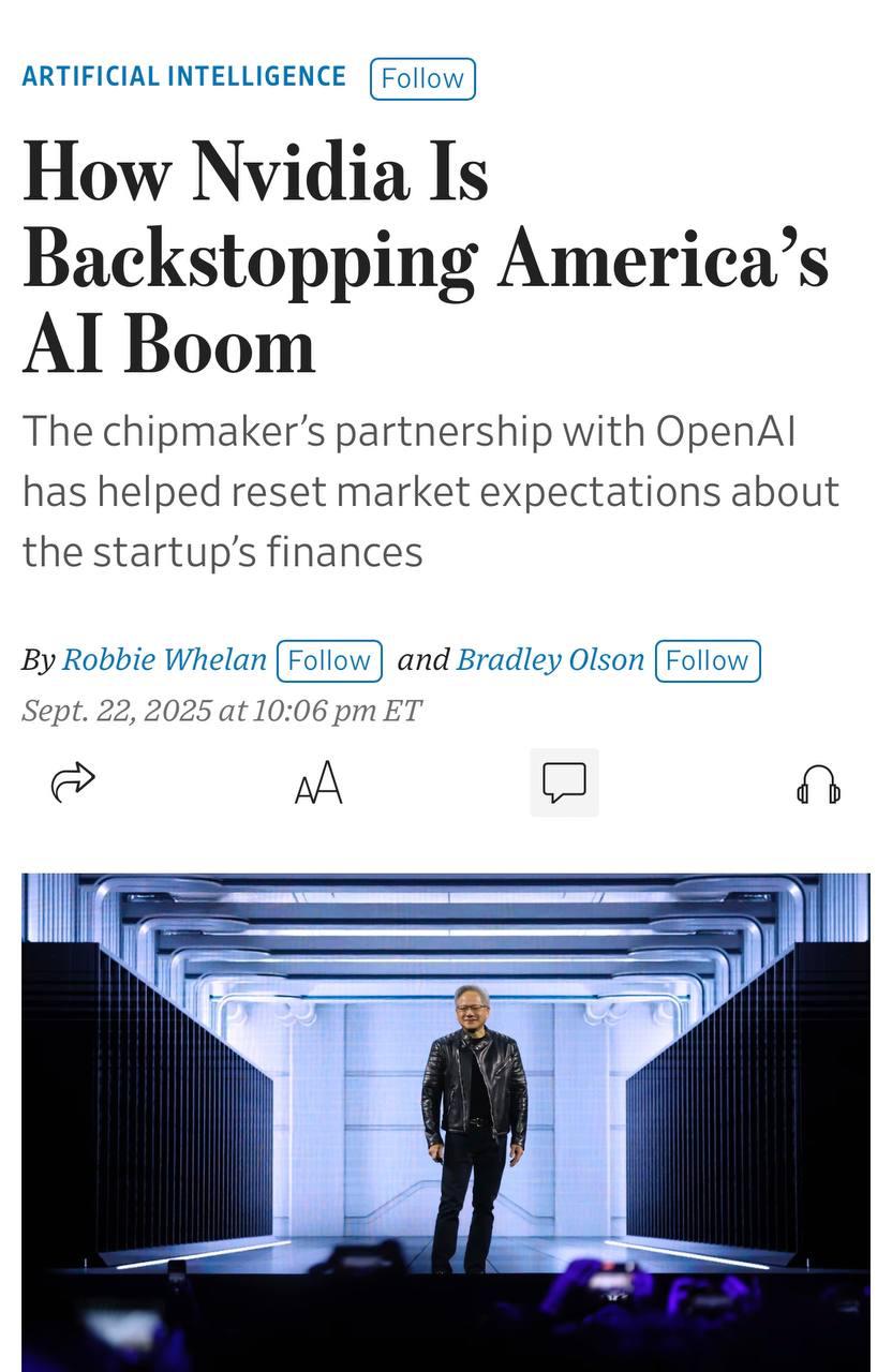 Nvidia инвестирует в OpenAI, но на самом деле инвестирует в себя.
На каждые $10 млрд инвестиций Сэм Альтмен обязан будет закупать GPU Nvidia на $35 млрд | Сетка — социальная сеть от hh.ru