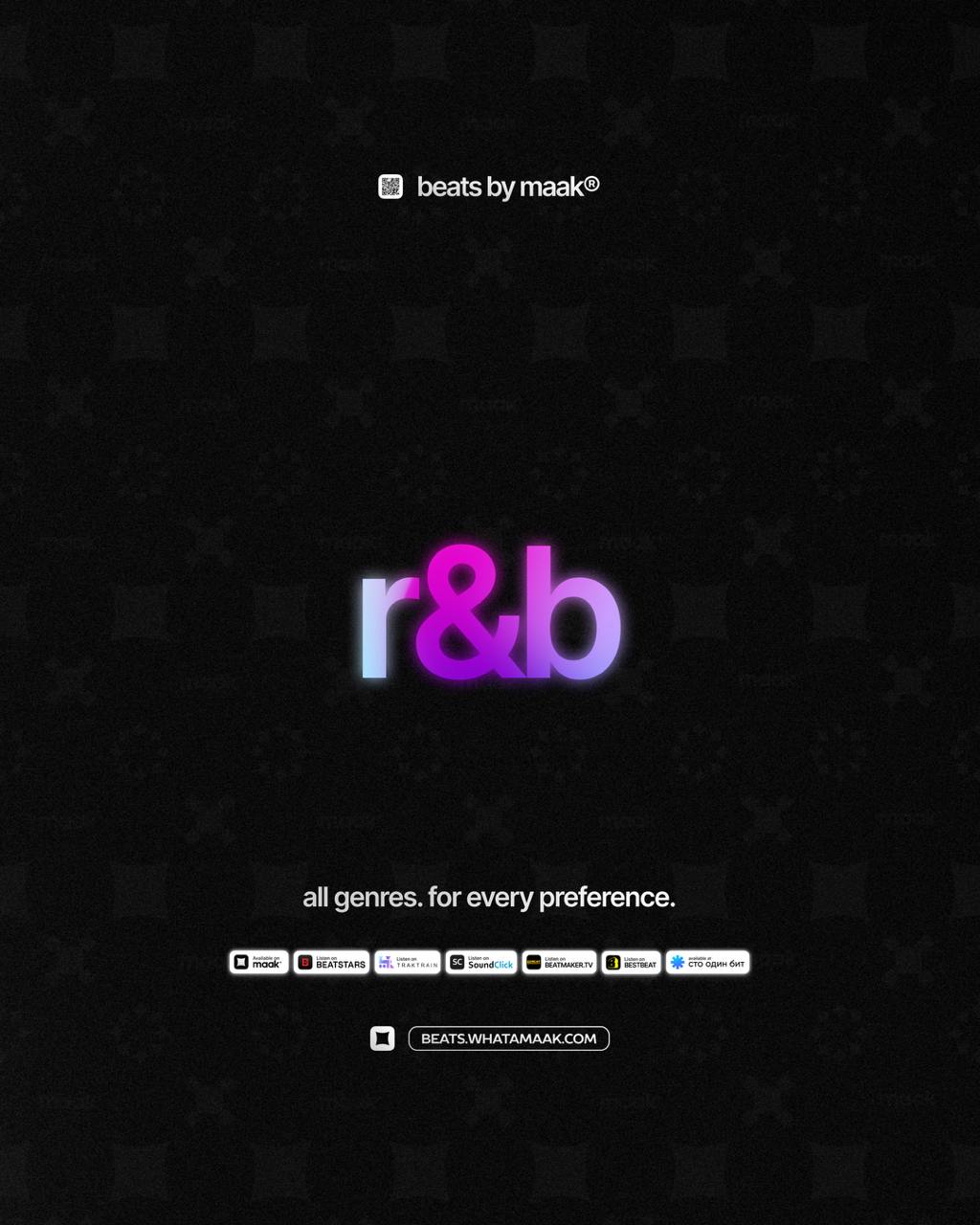 🎵 «R&B биты» ╳ от maak®
ℹ️ В нашем каталоге более 400 различных аранжировок, в самых популярных жанрах, на любой вкус и предпочтения | Сетка — социальная сеть от hh.ru