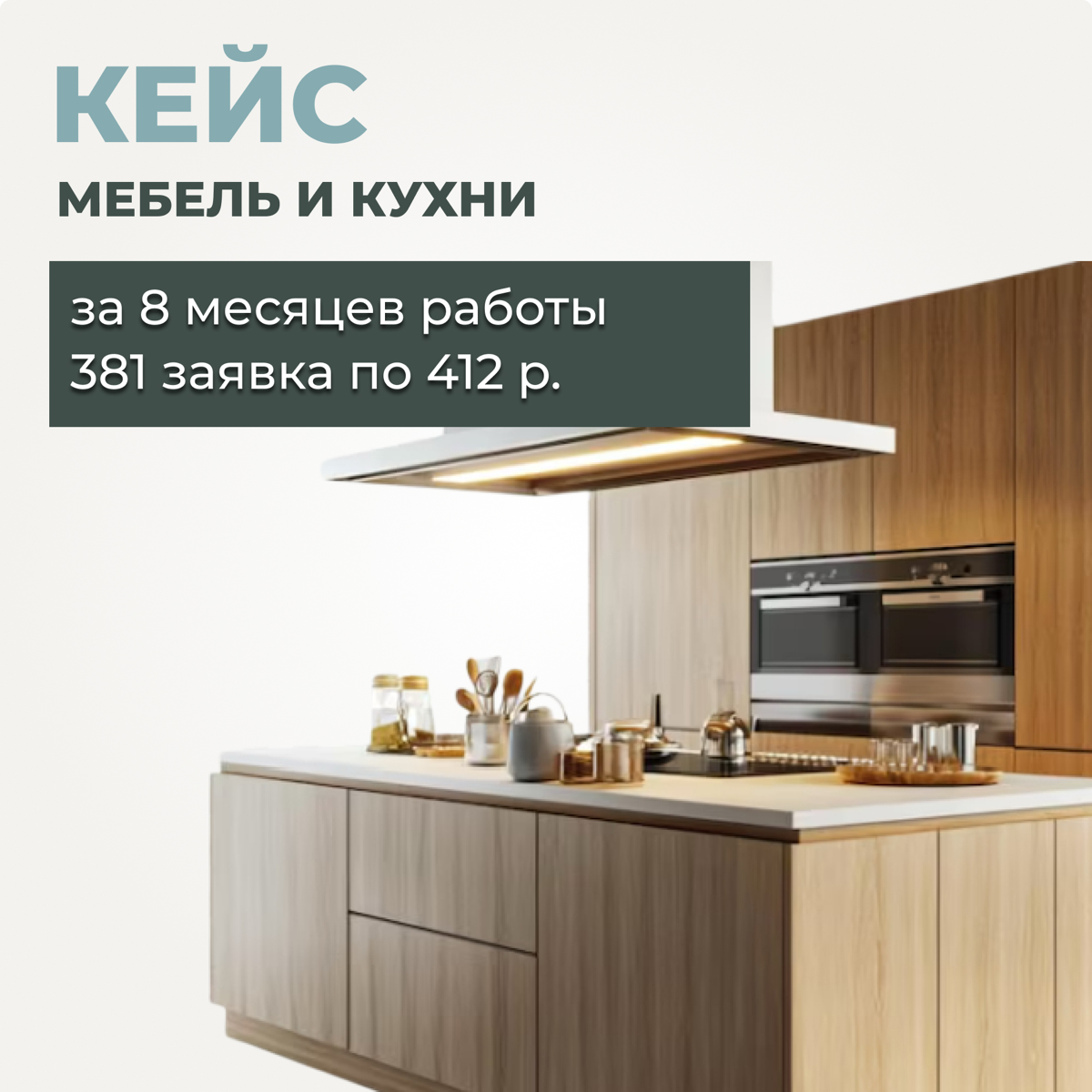 Кейс кухни и мебель в ВК. 381 заявка по 412 р. Кемерово | Сетка — социальная сеть от hh.ru
