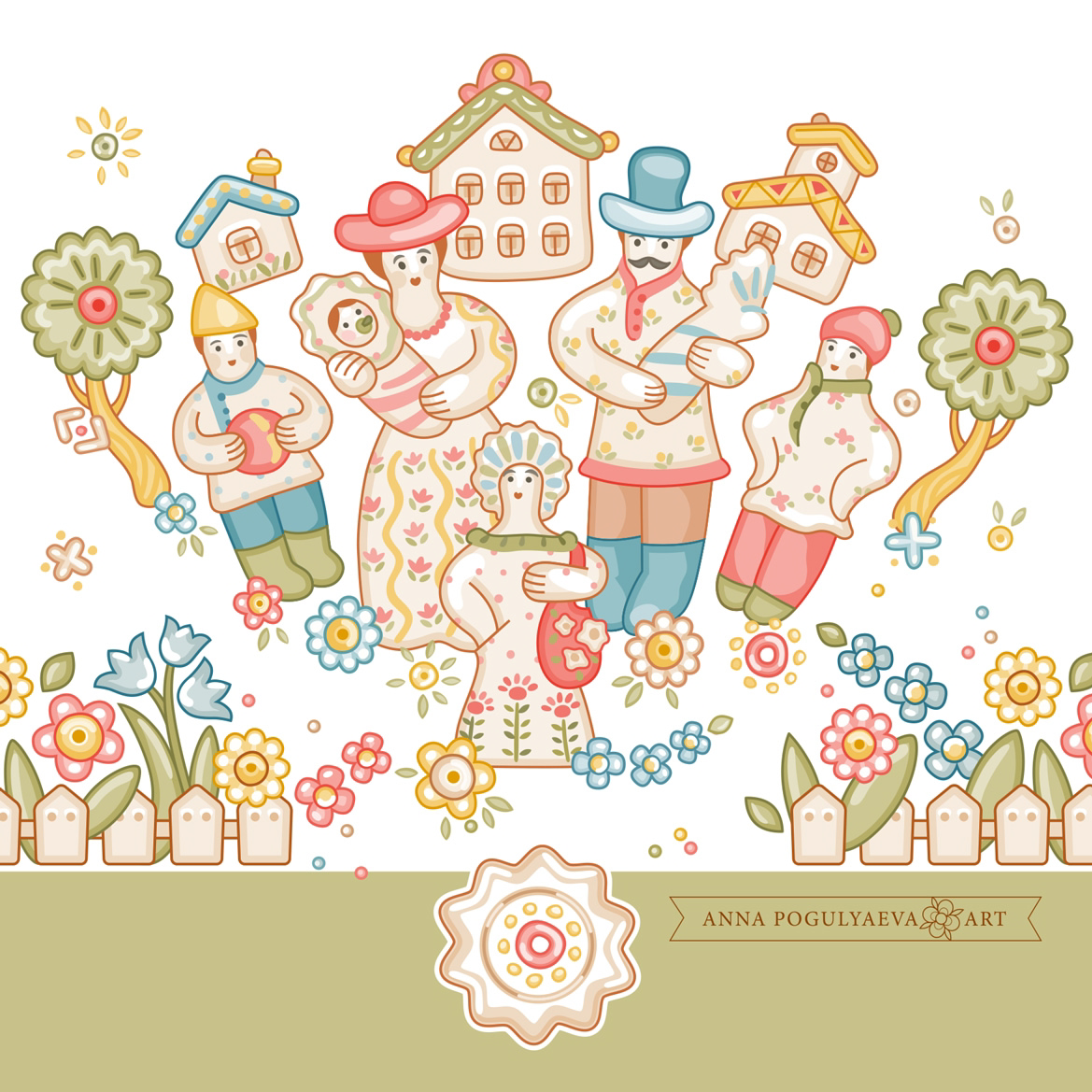 Семья. Иллюстрация вдохновлённая традиционной игрушкой | Сетка — социальная сеть от hh.ru