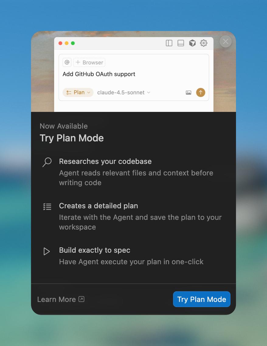 Cursor официально релизнули Plan Mode 😀
Недавно писал о нем пару постов, опробовав в beta
(Он все так же в бэте, но критичные баги должны были пофиксить) | Сетка — социальная сеть от hh.ru