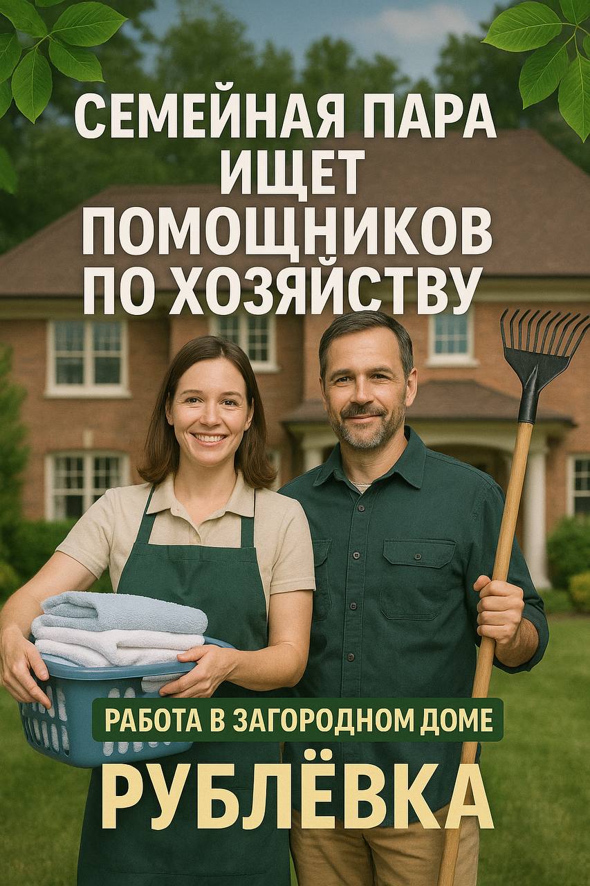 🌿 СЕМЕЙНАЯ ПАРА ПОМОЩНИКОВ ПО ХОЗЯЙСТВУ | РУБЛЁВКА 🌿
👨‍👩‍👧 Семья из 3 человек (двое взрослых и ребёнок) ищет семейную пару — домработницу и помощника по хозяйству — для постоянной работы в загородном ... | Сетка — социальная сеть от hh.ru