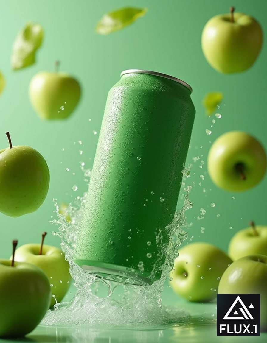 #нейросеть #ai #дизайн #sora #flux #промт
Рекламный шаблон "Яблочная сода"
Промт:
A mate green alluminium soda can floating mid-air, covered with cold condensation droplets surrounded by multiple flyi... | Сетка — социальная сеть от hh.ru