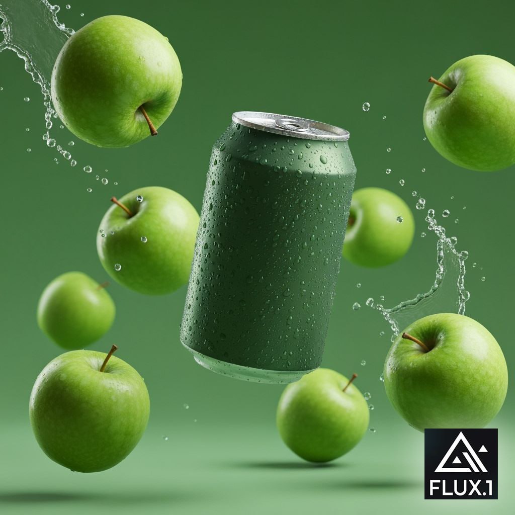 #нейросеть #ai #дизайн #sora #flux #промт
Рекламный шаблон "Яблочная сода"
Промт:
A mate green alluminium soda can floating mid-air, covered with cold condensation droplets surrounded by multiple flyi... | Сетка — социальная сеть от hh.ru